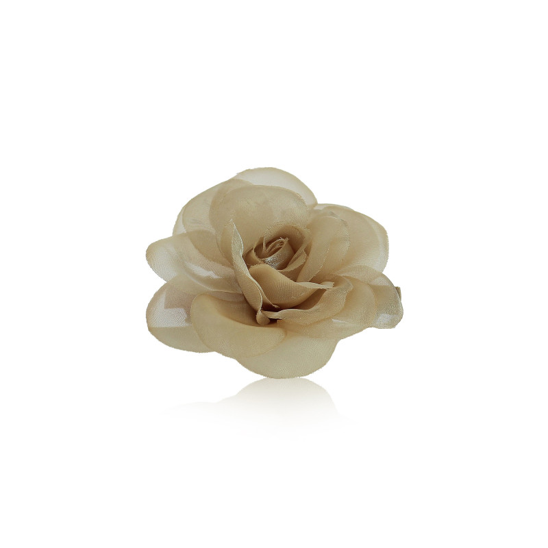 Barrette avec fleur beige en tulle Barrette avec fleur beige en tulle