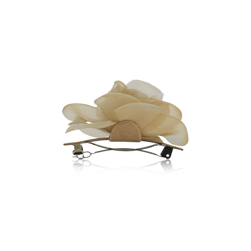 Barrette avec fleur beige en tulle Barrette avec fleur beige en tulle