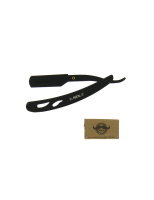 Rasoir à lame interchangeable Aluminium Noir mat + 10 lames double edge courtes