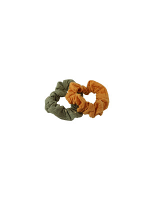 Lot de 2 chouchous en gaze de coton - Kaki et Moutarde