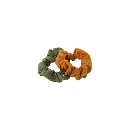 Lot de 2 chouchous en gaze de coton - Kaki et Moutarde