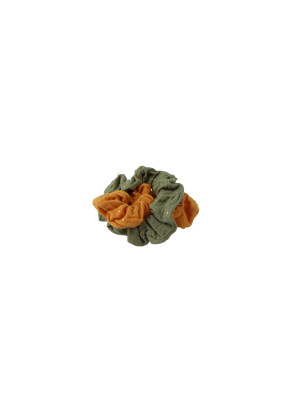 Lot de 2 chouchous en gaze de coton - Kaki et Moutarde