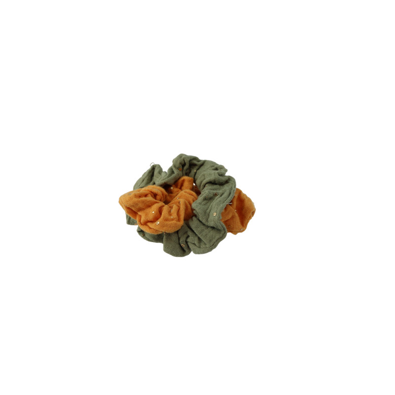 Lot de 2 chouchous en gaze de coton - Kaki et Moutarde