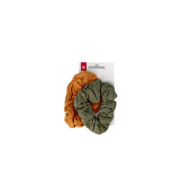 Lot de 2 chouchous en gaze de coton - Kaki et Moutarde