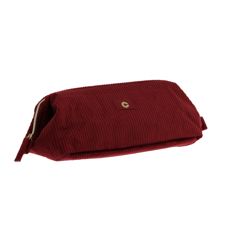 Trousse de make-up en velours côtelé Rouge