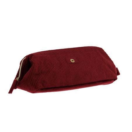 Trousse de make-up en velours côtelé Rouge
