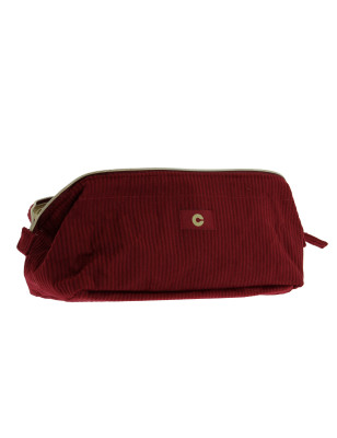 Trousse de make-up en velours côtelé Rouge