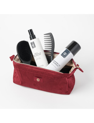 Trousse de make-up en velours côtelé Rouge