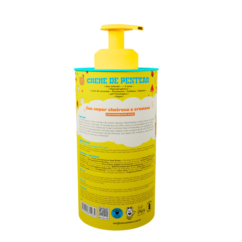 Crème coiffante Cachinho Feliz Salada de Fruta - démêle et active les boucles Crème coiffante Cachinho Feliz Salada de Fruta - démêle et active les boucles