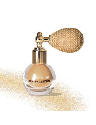 Spray pailleté or - effet lumière instantané, finition dorée, geste glamour