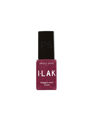 Vernis semi-permanent I-LAK Peggy's Own - rouge pailleté, brillance extrême