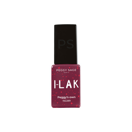Vernis semi-permanent I-LAK Peggy's Own - rouge pailleté, brillance extrême
