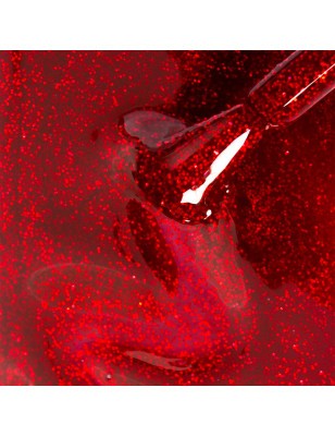 Vernis semi-permanent I-LAK Peggy's Own - rouge pailleté, brillance extrême