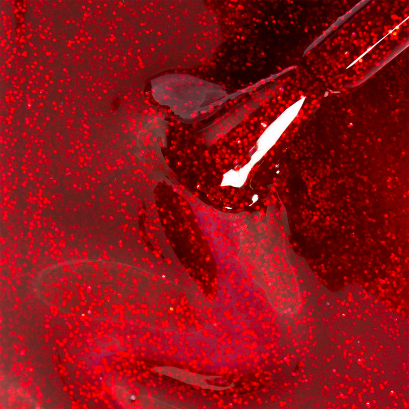 Vernis semi-permanent I-LAK Peggy's Own - rouge pailleté, brillance extrême