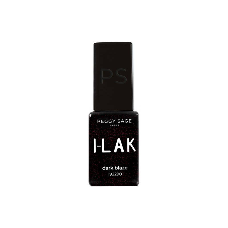 Vernis semi-permanent I-LAK Dark Blaze - noir profond, éclats rouges Vernis semi-permanent I-LAK Dark Blaze - noir profond, éclats rouges