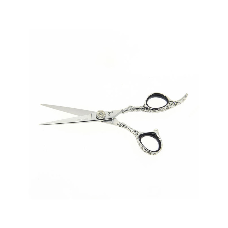 Ciseaux de coupe offset Argent motifs fleurs 5.5 Ciseaux de coupe offset Argent motifs fleurs 5.5