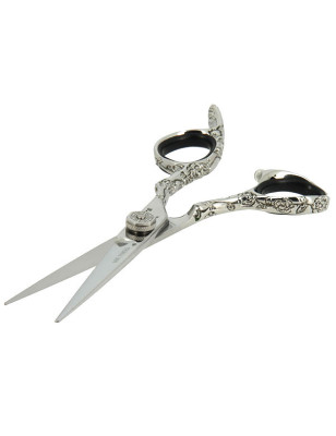 Ciseaux de coupe offset Argent motifs fleurs 5.5 Ciseaux de coupe offset Argent motifs fleurs 5.5