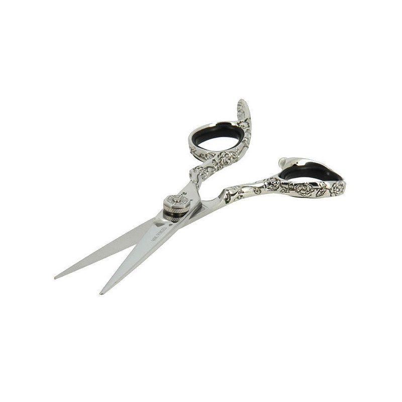 Ciseaux de coupe offset Argent motifs fleurs 5.5 Ciseaux de coupe offset Argent motifs fleurs 5.5