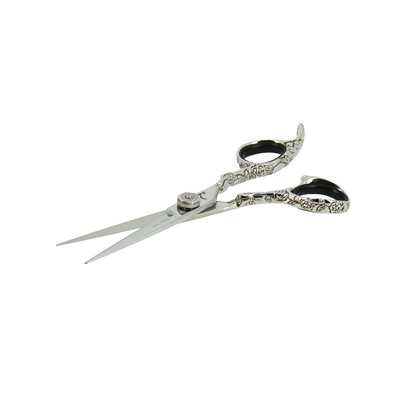 Ciseaux de coupe offset Argent motifs fleurs 5.5 Ciseaux de coupe offset Argent motifs fleurs 5.5