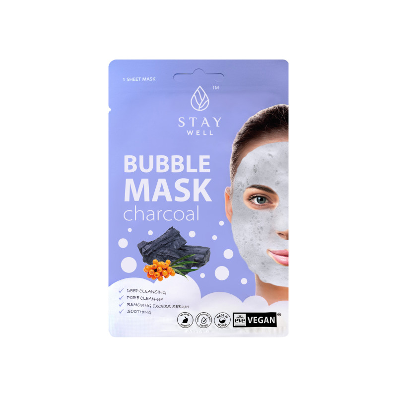 Masque tissu Bubble Charcoal - nettoyage profond, sébum, pores Masque tissu Bubble Charcoal - nettoyage profond, sébum, pores