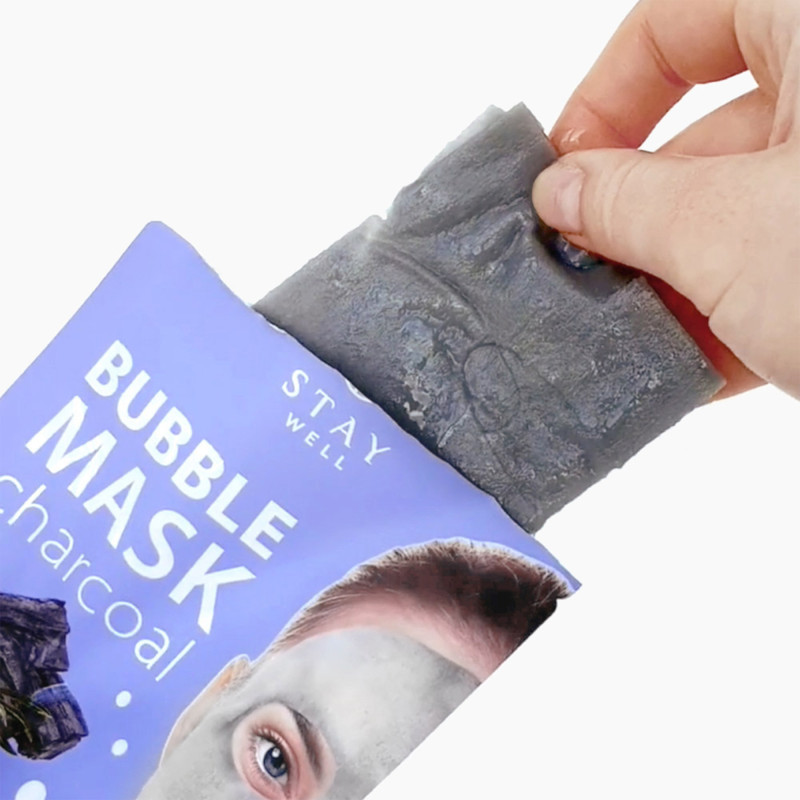 Masque tissu Bubble Charcoal - nettoyage profond, sébum, pores Masque tissu Bubble Charcoal - nettoyage profond, sébum, pores