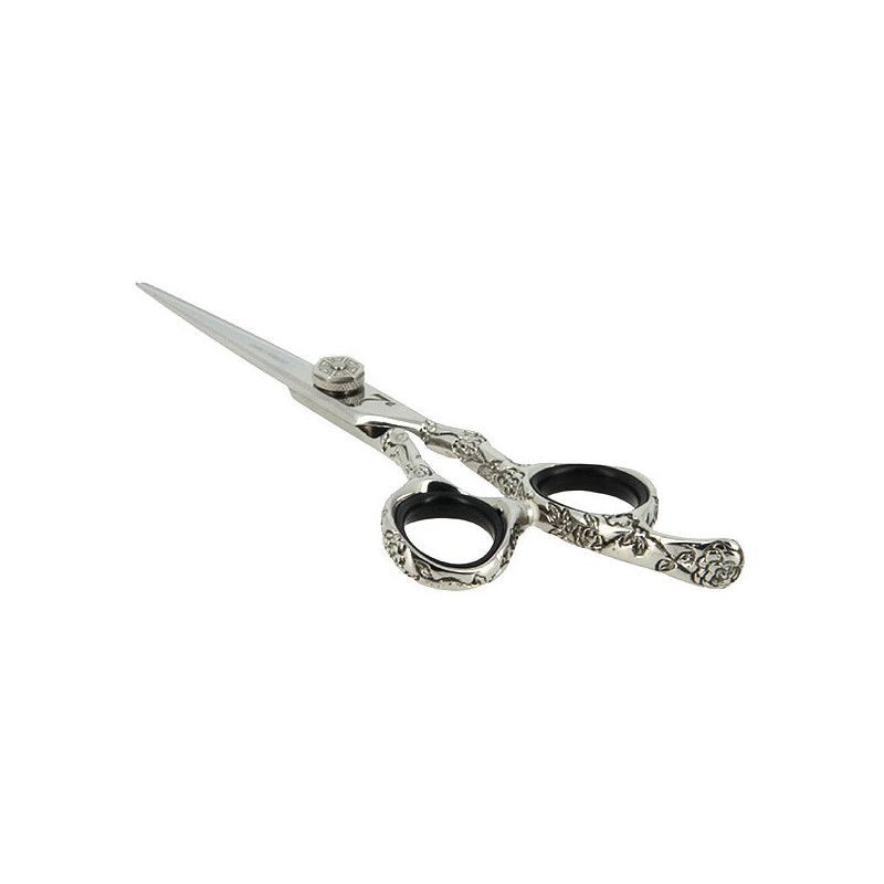 Ciseaux de coupe offset Argent motifs fleurs 5.5 Ciseaux de coupe offset Argent motifs fleurs 5.5