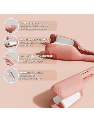 Fer à gaufrer Party Waves - waves sculptées, longue tenue, ionique