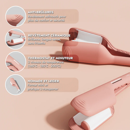 Fer à gaufrer Party Waves - waves sculptées, longue tenue, ionique