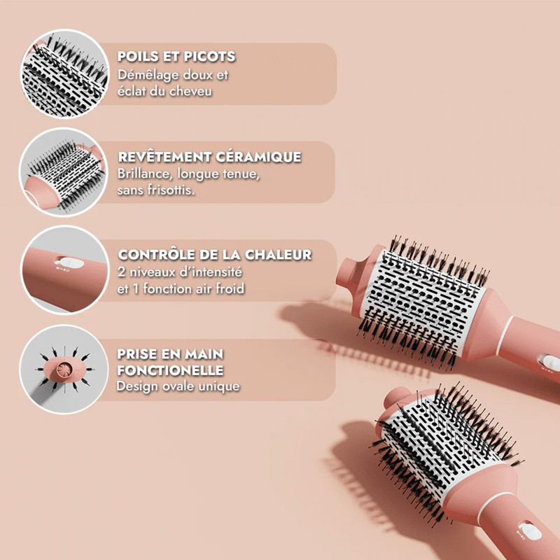 Brosse soufflante Hollywood Hair Brush - brushing glamour, volume, finition lisse