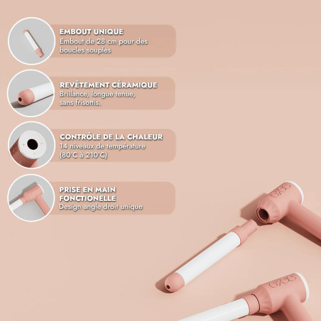 Fer à boucler Hair Gun I - boucles brillantes, design ergonomique, chauffe rapide