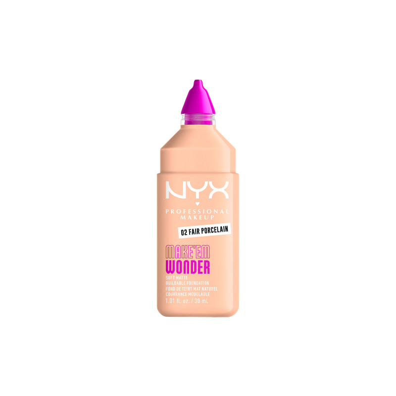 Fond de teint mat naturel couvrance modulable Make'em Wonder - 02 Fair Porcelain Fond de teint mat naturel couvrance modulable Make'em Wonder - 02 Fair Porcelain