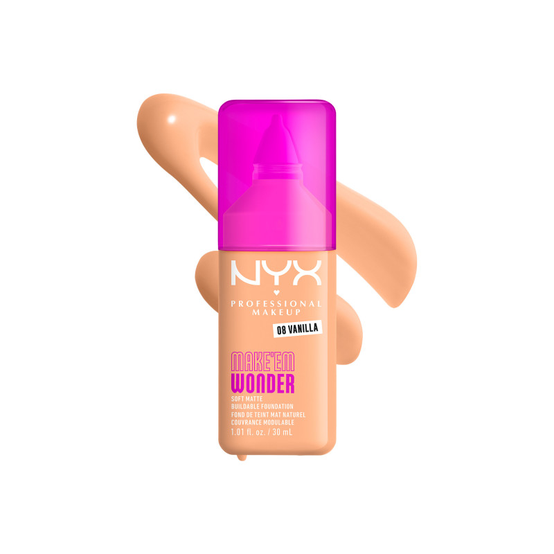 Fond de teint mat naturel couvrance modulable Make'em Wonder - 08 Vanilla Fond de teint mat naturel couvrance modulable Make'em Wonder - 08 Vanilla
