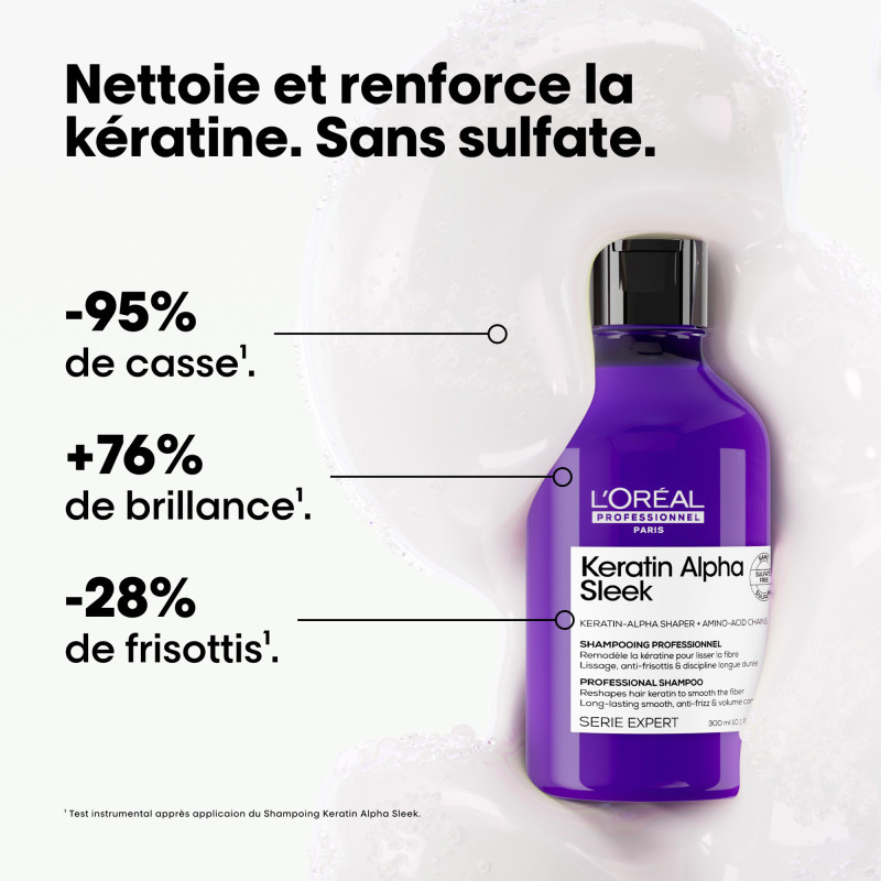 Shampoing disciplinant Keratin Alpha Sleek - lissage, anti-frisottis & discipline