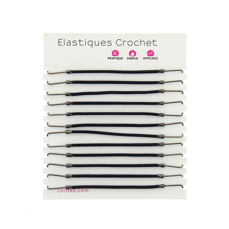 Elastique crochet Noir x12 Elastique crochet Noir x12