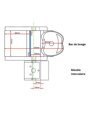 Bac de lavage accoudoirs concaves avec repose jambes ajustable 53x65x74 cm Bac de lavage accoudoirs concaves avec repose jambes ajustable 53x65x74 cm