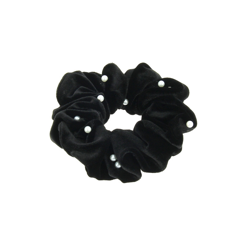 Chouchou velours noir et perle Chouchou velours noir et perle