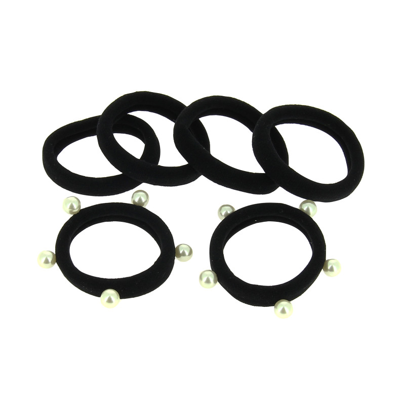 Elastique mousse noir et perle x6 Elastique mousse noir et perle x6