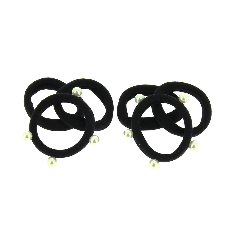 Elastique mousse noir et perle x6 Elastique mousse noir et perle x6