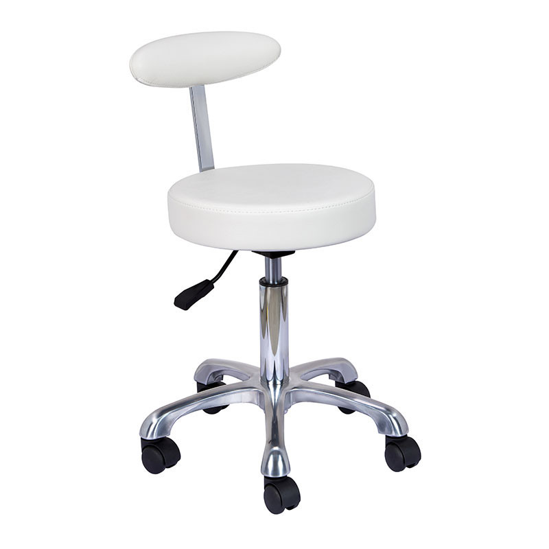 Tabouret à roulettes avec dossier Blanc Tabouret à roulettes avec dossier Blanc