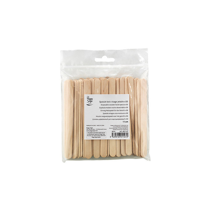 Lot de 50 spatules jetables en bois pour le visage 11cm Lot de 50 spatules jetables en bois pour le visage 11cm