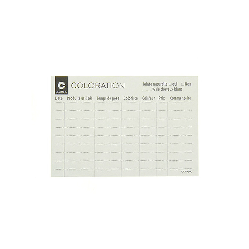 Fiches technique blanches coloration et permanente x100 Fiches technique blanches coloration et permanente x100