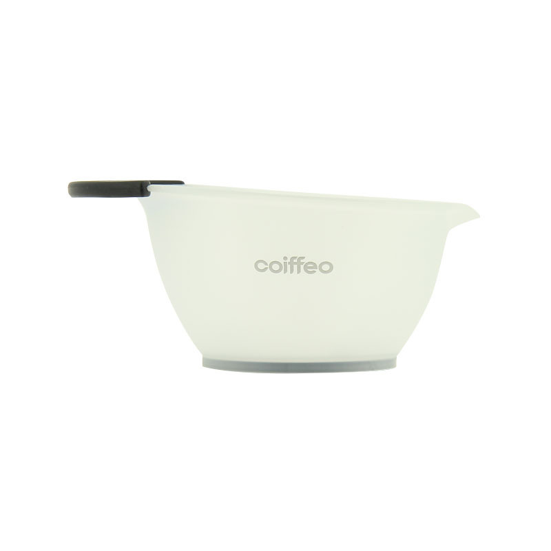 Bol avec bordure et poignée en silicone blanc Bol avec bordure et poignée en silicone blanc