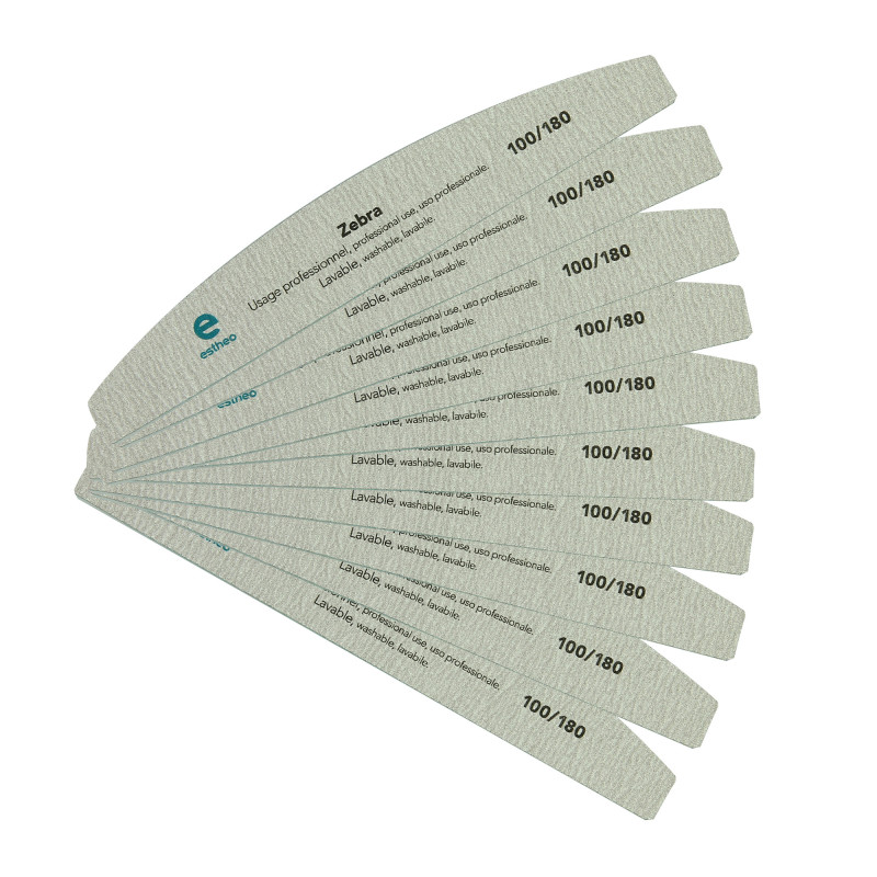 Lime à ongles demi-lune 100-180 verte Zébra x10 Lime à ongles demi-lune 100-180 verte Zébra x10