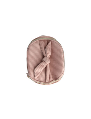 Trousse ronde en velours côtelé Rose