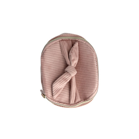 Trousse ronde en velours côtelé Rose