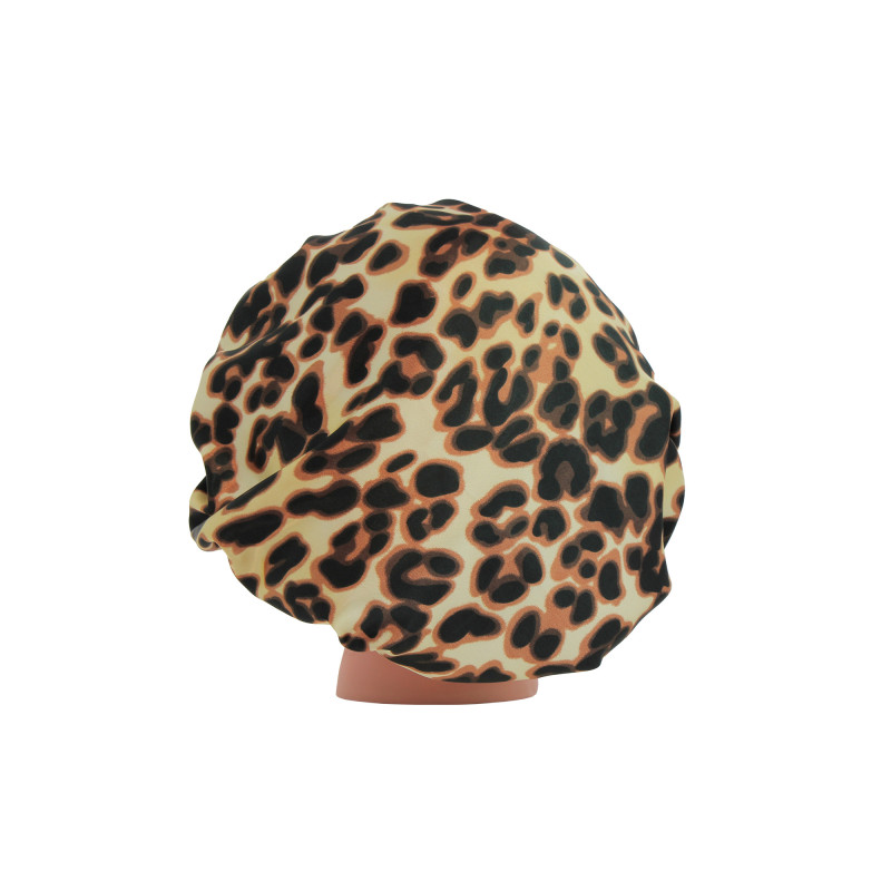 Bonnet de Nuit Satin Léopard Beige Bonnet de Nuit Satin Léopard Beige
