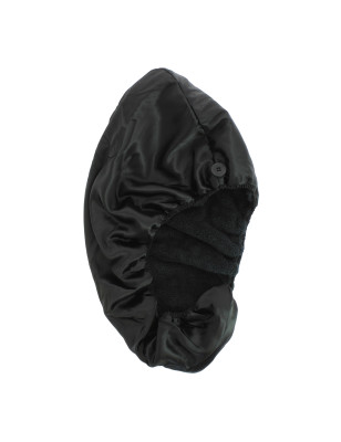 Serviette réversible cheveux microfibre et satin Noire